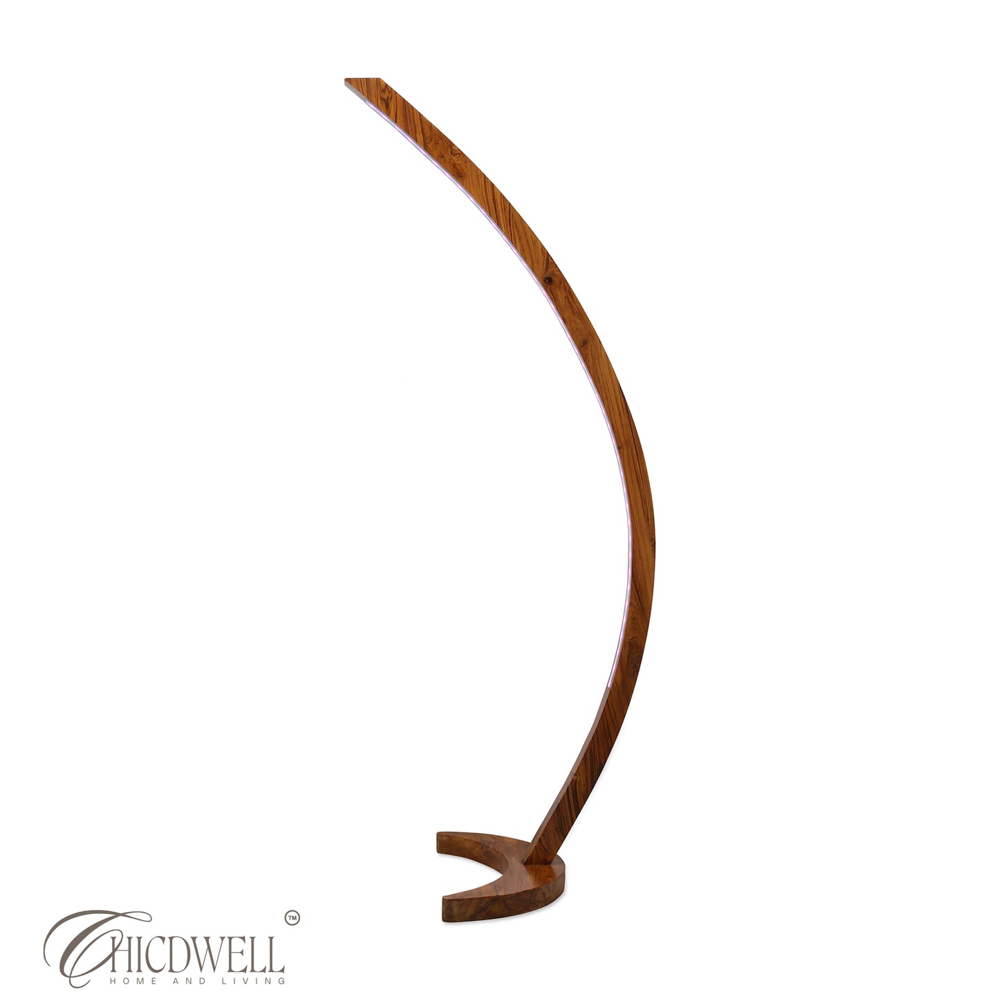 Sora Arc Lamp Smart Solid Teak Floor Lamp with App Control