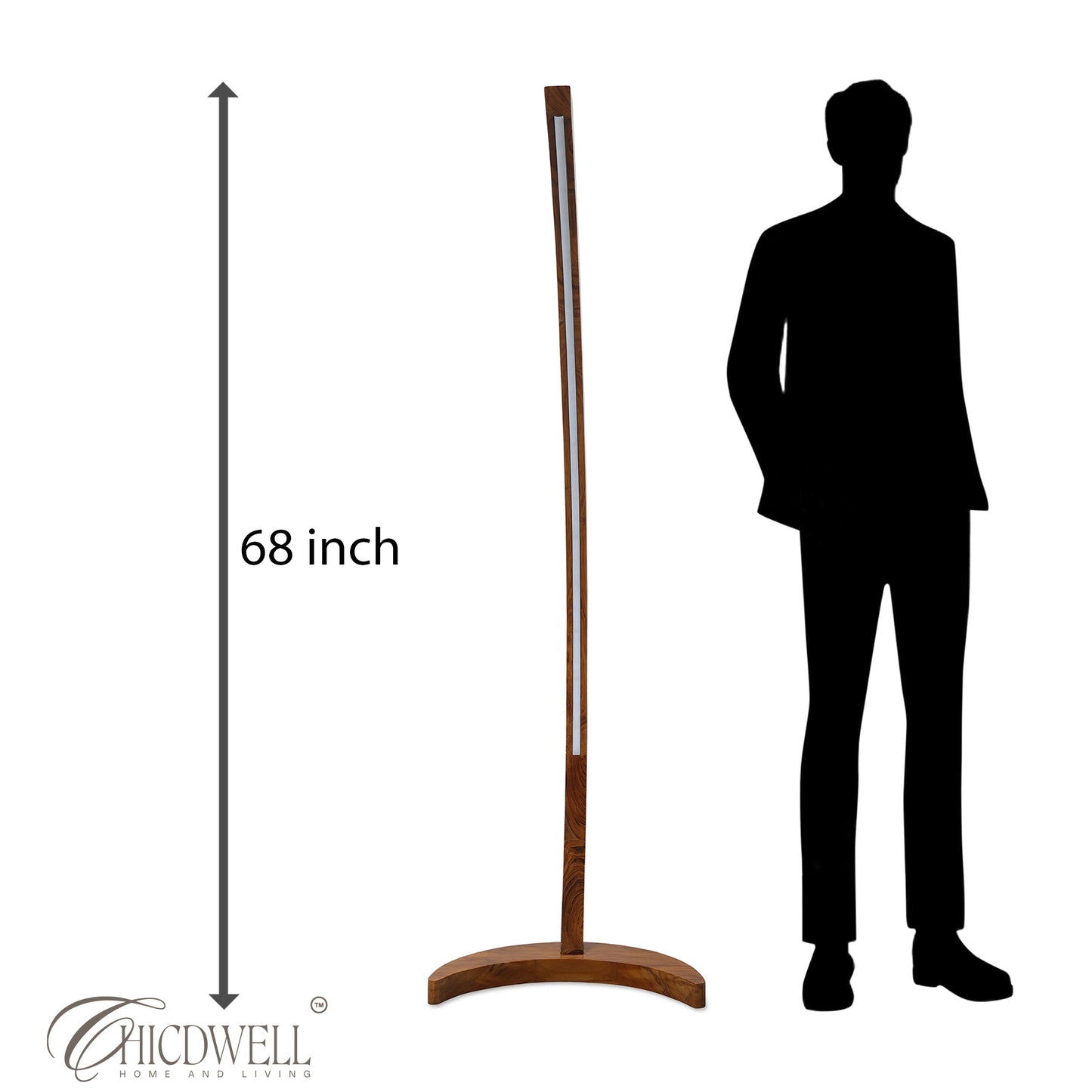 Sora Arc Lamp Smart Solid Teak Floor Lamp with App Control
