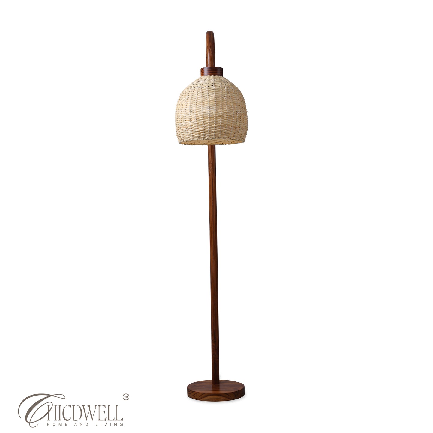 Nami Cane lamp Handcrafted Teak Floor Lamp with Woven Cane Shade